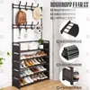 Sapateira simples para uso doméstico, estante interna multicamadas para apartamentos de aluguel, cabideiro, porta-chapéus e organizador de sapatos e chapéus para hall de entrada, tudo em um só
