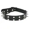 Novo Colar de Couro com Rebites e Espinhos de Dupla Fileira Punk Colar Harajuku Japonês Corrente de Pescoço Gótica Rock Cosplay Corrente de Couro
