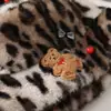 Sombrero de Lana con Estampado de Leopardo Retro, Lazo Bordado, para Mujer, Otoño e Invierno, Caliente, Protección para las Orejas, Cara Linda Visible, Gorro Pequeño para el Frío