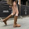 Botas Altas para Mujer 2025 Otoño Nuevo Estilo Piel Genuina Retro Europeo Versátiles Hasta la Rodilla Delgadas Botas de Moda