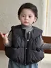 [Personalizado] Roupa de inverno estilo coreano para bebês meninas: colete matelassê super fofo, calça de fleece com estampa de leopardo e um conjunto quente de três peças