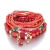 Pulseira Boêmia Europeia e Americana Pingente Multielemento Combinação Versátil Design Nicho Contas de Arroz Feminina Multicamadas Joias de Cordão de Couro
