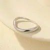 Bajo el Árbol Banyan Plata de Ley S925 Popular Transfronteriza Anillos Geométricos Apilables para Mujer, Anillos de Gama Alta de Estilo Europeo y Americano Sencillos y Elegantes