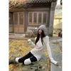 2 Tipos de Tecidos/Camisa de Camada Interna Derong para Mulheres, Camiseta de Manga Longa de Comprimento Médio para Outono e Inverno, Top Camada Quente Slim Fit