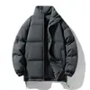 Estilo popular transfronterizo cuello alto color liso algodón chaqueta unisex invierno chaqueta pan talla grande engrosada cálida holgada top moda