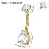 Anillos para Ombligo de Acero Inoxidable Galvanizado con Circonita Blanca Transfronterizos en Formas Cuadrada, Corazón y Gota con Joyería para Piercing de Rosca Interna
