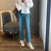 ¡Duni! Jeans Baguette Crop de Tiro Alto Ajustados de Algodón Lycra Elástica en 4 Direcciones para Mujer Que Hacen Que las Piernas Se Vean Más Largas