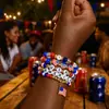 Accesorio de mano popular transfronterizo TK, pulsera versátil unisex con elementos de banderas estadounidense, argentina, británica y francesa, pulsera elástica