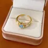 Anillo abierto de circón ovalado y nácar, estilo nicho de alta gama, elegante y único, joyería de moda y versátil al por mayor