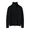 Cardigã 100% caxemira pura, nova blusa base feminina outono e inverno de gola semi-alta, estilo elegante, corte justo, jaqueta com zíper