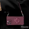 Suporte giratório de 360 graus, compatível com capas de celular Apple 18 Pro Max, iPhone 15 com alça de quatro cantos, 16 com textura de couro, 17 com alça transversal, 14