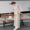 2026 Nuevo Conjunto de Dos Piezas de Moda Veraniega Casual Juvenil Adelgazante Elegante con Capas de Camiseta sin Mangas + Pantalones de Pierna Ancha Tendencia