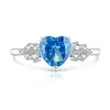 Canal de Video Tendencia Anillo de Corazón Cortado Flor de Hielo de Piedra Preciosa Colorida Más Vendido para Mujeres, Incrustado con Brillante Anillo de Corazón de Diamante de Alto Carbono, Transmisión en Vivo Dropshipping