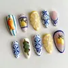 Uñas Artísticas 3D Flor Rosa Forma de Almendra Pura Hechas a Mano Transfronterizas Uñas Rubor Puntas de Uña Portátiles Venta al por Mayor