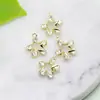 Versão coreana de acessórios de joias diy de alta qualidade 24k ouro pingente pingente zircão diamante completo mini cinco pontas estrela colar material