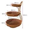 Cesta de armazenamento tecida multicamadas cesta criativa para armazenamento de lanches cesta de frutas de mesa cesta de sobremesas prateleira de cesta multifuncional