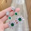 Brincos de zircônia esmeralda 2021 tendência outono e inverno agulha de prata feminino retrô europeu e americano nicho brincos de alta qualidade moda
