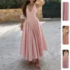 Primavera 2026 Nueva Ropa para Mujer Estilo Europeo y Americano Francés Vestido Elegante Estilo Ins Cuello Halter Cintura Fruncida para Ceñir Vestido Largo