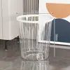 Lixeira Transparente Luxuosa para Uso Doméstico, Grande Capacidade, Espessada, Adequada para Sala de Estar, Quarto, Banheiro, com Anel de Fixação para Papel