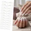 Extensões de Unha Brancas Pontiagudas Longas Estilo Francês, Color Sólida, Press-On, 24 Peças, Tamanhos Variados, Formato de Tira, Atacado