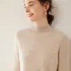 Cuello semi-alto manga raglán punto acanalado punto de cachemira capa base top mujer manga larga holgado moderno suéter cálido versátil