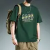 Camiseta de Manga Corta para Hombre, Verano Holgada, Estilo Americano, Estilo Trendy de Hong Kong, Nuevo Estilo Ins, Camiseta de Manga Tres Cuartos, Comercio Transfronterizo
