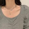 Collar de Anillo de Acero de Titanio de Borla de Mariposa Ins de Venta Caliente Japonés y Coreano para Mujeres Collar de Cadena de Clavícula Fría Elegante y con Estilo Ins