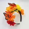 Novo mexicano nupcial férias cabelo banda simulação rosa borboleta grinalda cabeça fivela halloween maquiagem headwear
