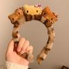Otoño e Invierno Lindo Orejas de Gatito Leopardo Felpa Aro para el Cabello para Mujer Dibujos Animados Lavado de Cara Maquillaje Diadema Clips para el Cabello para Niños