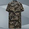 Jaleco Azul de Manga Curta Roupas de Trabalho Camufladas Roupas de Proteção do Trabalho Roupas à Prova de Poeira para Oficina Resistente a Manchas Jaleco Longo Roupas para Manuseio em Fábrica de Criação