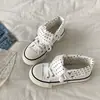 Tênis de lona com sola grossa feminino 2026 primavera e outono mais vendidos design dobrável de uso duplo tênis branco tênis feminino fresco dopamina