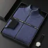 Suéter de Cachemira 100% de Cuello Medio Cardigan para Hombre Suéter con Cremallera Ropa Exterior Engrosada Otoño e Invierno Cachemira Amigable con la Piel Combinación de Colores de Moda