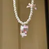 Colar de Pérolas com Design de Desenho Animado Hello Kitty, Longo, Elegante, Versátil, Personalizado, Infantil, Delicado, Corrente para Clavícula