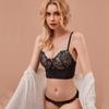 Conjunto de Sutiã e Calcinha Feminina com Renda Levanta-se para Seios Grandes com Suporte Superior Ajustável Anti-queda Sexy