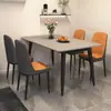 Mesa de jantar de ardósia para casas pequenas, mesa de jantar e cadeiras espessadas para restaurantes comerciais, conjunto retangular de mesa e cadeiras de jantar de luxo leve