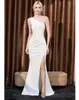 Vestido de noite vestido temperamento feminino estilo socialite alta costura banquete design sense apresentador performance um ombro longo