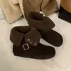 Nuevas Botas Martin de Invierno 2025, Punta Redonda, Felpa, Suela Gruesa, Hebilla de Cinturón, Esmerilado para Nieve, Caña Baja, Ajustadas, para Mujer