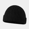 Gorro Curto de Tricô Quente para Outono e Inverno, Chapéu de Lã Redondo Estilo de Rua Masculino, Chapéu Feminino Retro Sem Aba para Clima Frio, Moderno