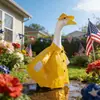 Disfraz de Ganso para Porche del Día de la Independencia Transfronterizo, Impermeable Amarillo, Disfraz de Ganso con Bandera Americana, Juego de Sombrero