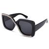 Gafas de sol cuadradas con forma de S y incrustaciones de diamantes, gafas cóncavas de moda europeas y americanas de alta gama para mujer 10690