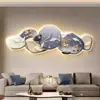 Pintura Decorativa de Lujo para Sala de Estar con Reloj y Luz LED