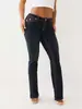 Calça Jeans Feminina True Religion Europeia e Americana Transfronteiriça Retro Street Casual Slim Fit Bordado de Ferradura Cintura Baixa