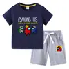 Nova camiseta infantil de verão 2023 comércio exterior roupas infantis ins algodão coreano calça de manga curta infantil conjunto de duas peças