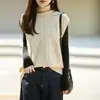 Nuevo Chaleco de Punto de Lana Pura con Cuello Alto, sin Mangas, Patrón Retorcido, Camiseta sin Mangas para Apilar, Otoño/Invierno 2026, para Mujer