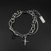 Pulsera de Piedra Negra Starburst para Hombre, Acero de Titanio, No se Desvanece, Venta Directa del Fabricante, Popular en Japón y Corea, Joyería Minimalista, Estilo Genial