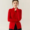 Cardigan Jaqueta de Tricô Retrô Francês com Gola Meia-Alta e Zíper Duplo para Mulheres para Usar no Outono e Inverno, Top de Tricô de Alta Qualidade