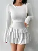 Amazon Ropa Europea y Americana para Mujer Transfronteriza Otoño e Invierno Color Sólido Ajuste Delgado Elegante Vestido Corto de Manga Larga Moda Europea y Americana