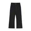 Jeans Rectos Minimalistas de Estilo Americano, Versátiles, Color Negro, Corte Limpio, Casual, Holgados, Pantalones Largos para el Viaje Diario
