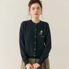 Suéter de Cachemira Suave Nuevo Otoño 2025 para Mujer Cuello Redondo Cárdigan Bordado Suéter Chaqueta de Lana Tejida Holgada