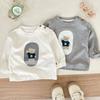 Roupa Infantil Camiseta de Manga Longa Algodão Puro Fina Roupas de Outono Infantis Top de Bebê Camiseta Básica de Primavera e Outono para Bebê Roupa Infantil Pequena e Média